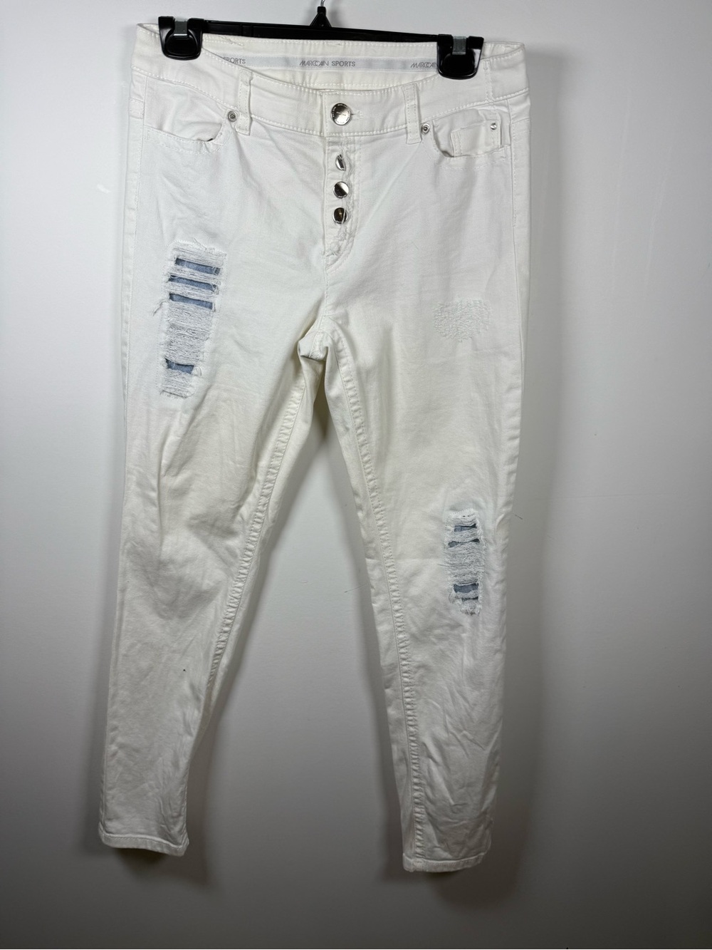 MARC CAIN SPORTS | White Distressed Jeans AS IS Waist 14.5”